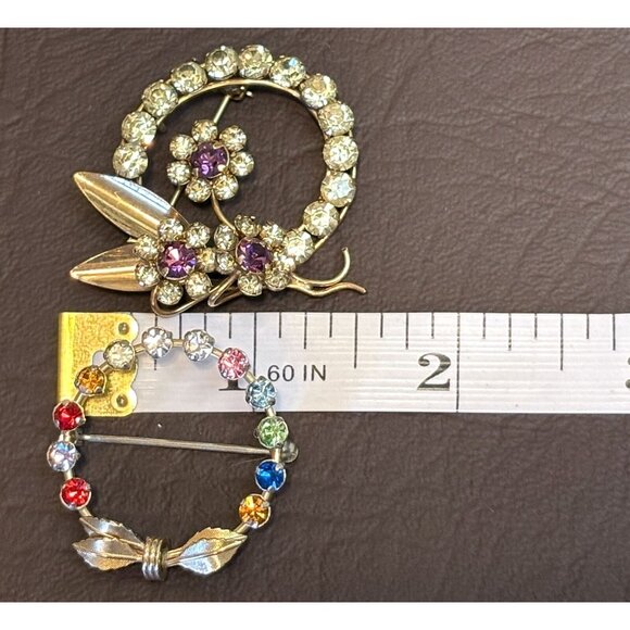 VINTAGE 2 GOLD FILLED BROOCH PIN LOT SIGNED Krementz & Star Art 10g - Picture 8 of 9